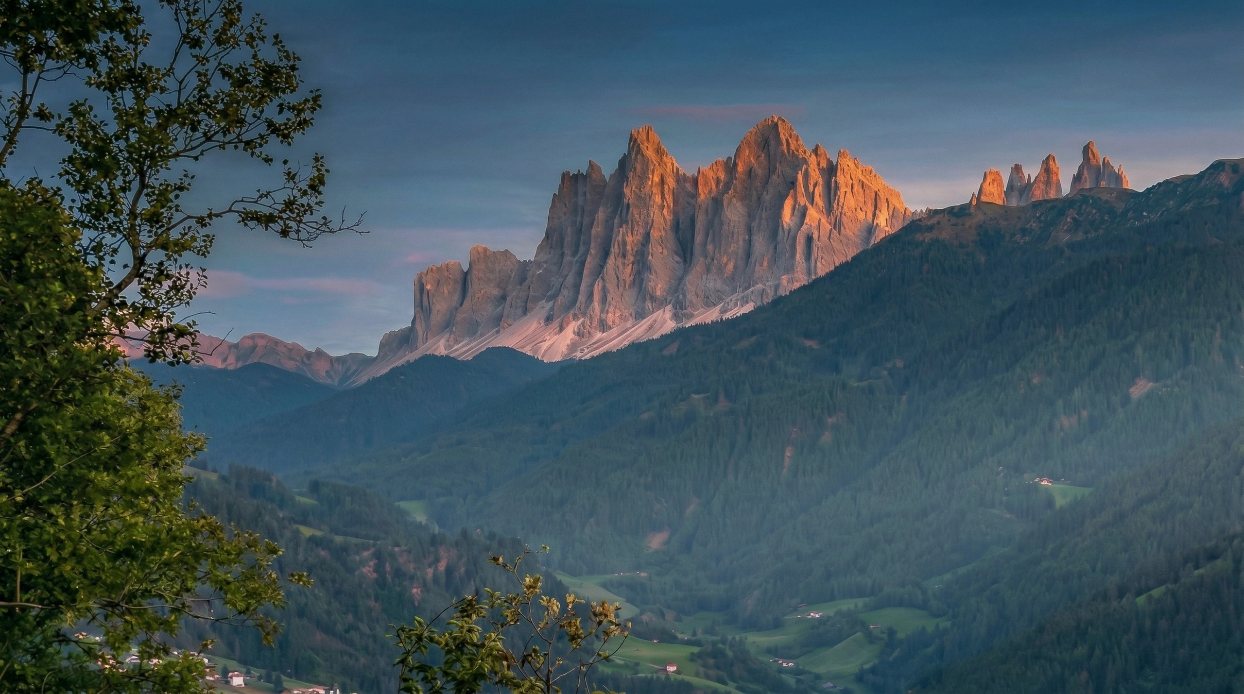 Südtiroler Weinberge im Herbstlicht mit Blick auf die Dolomiten