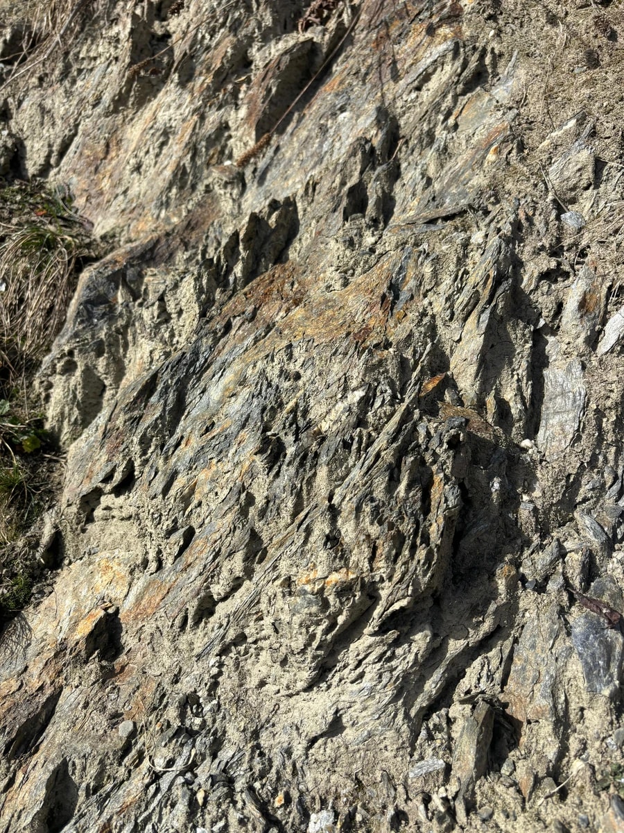 Quarzphyllit-Gestein des Weinbergs